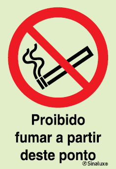 Sinal de proibição, fumar a partir deste ponto
