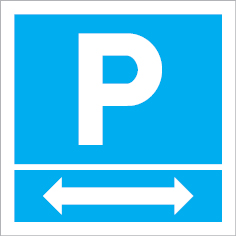 Sinal para parques de estacionamento, informação, Parque à esquerda e à direita