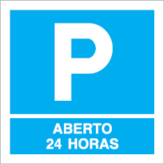 Sinal para parques de estacionamento, informação, Parque aberto 24 horas