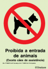 Sinal de proibição, proibida a entrada a animais exceto cães guia