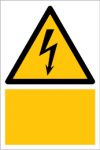 Sinal de perigo de eletricidade com legenda personalizada em baixo