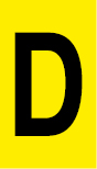 Vinil autoadesivo com a letra D em fundo amarelo