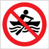 Sinal para parques aquáticos, piscinas e praias, proibição, proibidas embarcações a remo