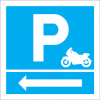 Sinal para parques de estacionamento, informação, Parque para motociclos à esquerda