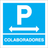 Sinal para parques de estacionamento, informação, Parque de colaboradores à esquerda e à direita
