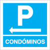 Sinal para parques de estacionamento, informação, Parque de condóminos à esquerda
