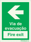 Sinal refletoluminescente, Via de evacuação | Fire Exit, à esquerda