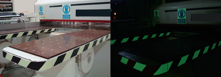 Bandas auto-adesivas refletoluminescentes para sinalização de obstáculos