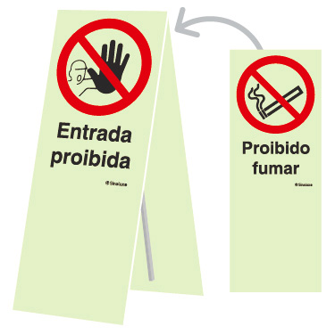 Sinal amovível de 2 faces, Entrada proibida e Proibido fumar