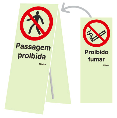 Sinal amovível de 2 faces, Passagem proibida e Proibido fumar