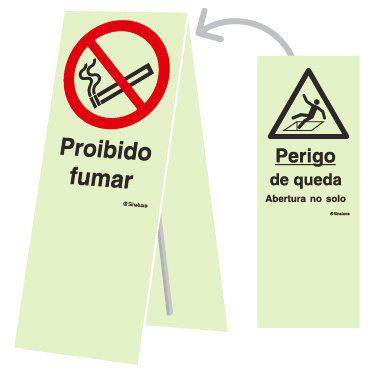 Sinal amovível de 2 faces, Proibido fumar e Perigo de queda