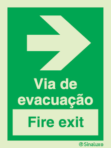 Sinal de Via de evacuação | Fire exit para a direita