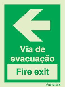 Sinal de Via de evacuação | Fire exit para a esquerda