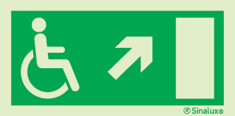 Sinal de Saída a subir à direita para pessoas com deficiência ou mobilidade condicionada