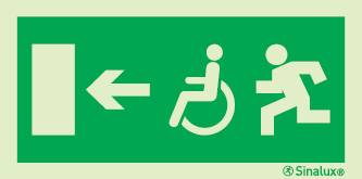 Sinal de Saída para a esquerda para pessoas com deficiência ou mobilidade condicionada