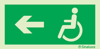 Sinal de Saída para a esquerda para pessoas com deficiência ou mobilidade condicionada