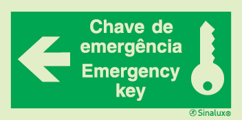 Sinal de chave de emergência | emergency key à esquerda