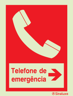 Sinal de telefone de emergência à direita