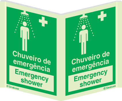 Sinal panorâmico de chuveiro de emergência | Emergency shower