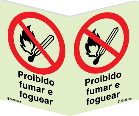 Sinal panorâmico de proibido fumar e foguear