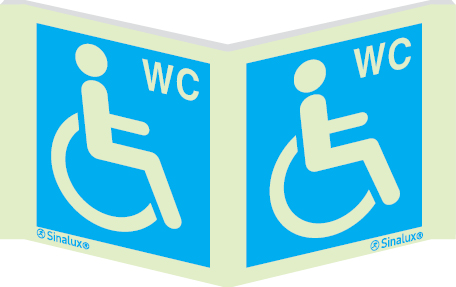 Sinal panorâmico de WC para pessoas com deficiência ou mobilidade reduzida