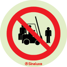 Etiqueta para equipamentos, proibido transportar pessoas no empilhador