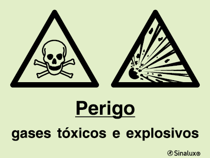 Sinal composto duplo, perigo gases tóxicos e explosivos