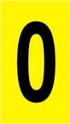 Vinil autoadesivo com o número 0 em fundo amarelo
