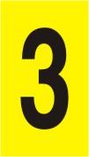 Vinil autoadesivo com o número 3 em fundo amarelo