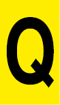 Vinil autoadesivo com a letra Q em fundo amarelo