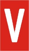 Vinil autoadesivo com a letra V em fundo vermelho