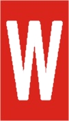 Vinil autoadesivo com a letra W em fundo vermelho