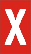 Vinil autoadesivo com a letra X em fundo vermelho