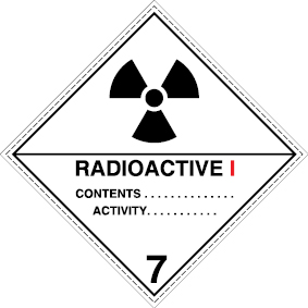 Sinal para transporte de matérias perigosas, matérias radioativas, categoria I