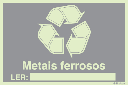 Sinal para identificação de big bags e contentores, metais ferrosos