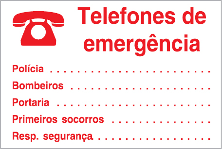 Painel informativo, Telefones de emergência