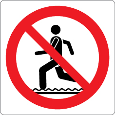 Sinal para parques aquáticos, piscinas e praias, proibição, proibido correr