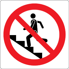 Sinal para parques aquáticos, piscinas e praias, proibição, não correr pelas escadas