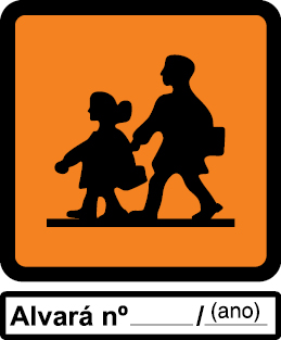 Sinal para veículos ligeiros de transportes especiais, aplicação na frente e na traseira, Transporte de crianças com alvará