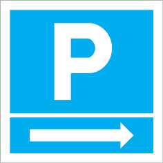 Sinal para parques de estacionamento, informação, Parque à direita