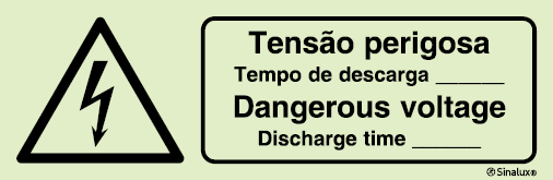 Sinal para parques eólicos, perigo, Tensão perigosa | Dangerous voltage