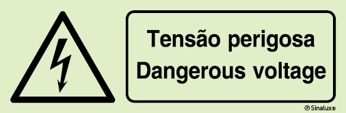 Sinal para parques eólicos, perigo, Tensão perigosa | Dangerous voltage