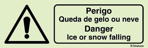 Sinal para parques eólicos, perigo, Queda de gelo ou neve | Ice or snow falling