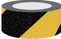 Rolo de vinil autoadesivo e antiderrapante para pavimento, com faixas pretas e amarelas