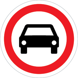 Sinal de trânsito, proibição, trânsito proibido a automóveis e motociclos com carro