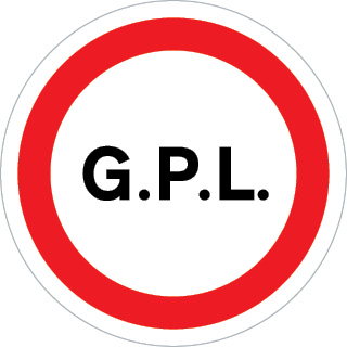 Sinal de trânsito, proibição, trânsito proibido a veículos GPL