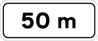 Sinal de trânsito, indicador de distância, 50m