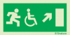 Sinal de Saída a subir à direita para pessoas com deficiência ou mobilidade condicionada