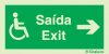 Sinal de Saída | Exit para a direita para pessoas com deficiência ou mobilidade condicionada