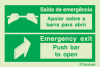 Sinal de saída de emergência apoiar sobre a barra para abrir | emergency exit push bar to open